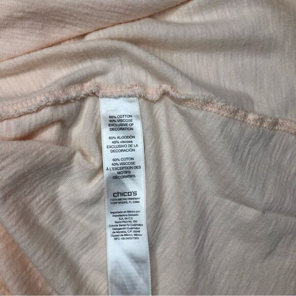 Chicos Pull-over Tunic Top High-low Hem Soft Peach Size 18 - Picture 7 of 12